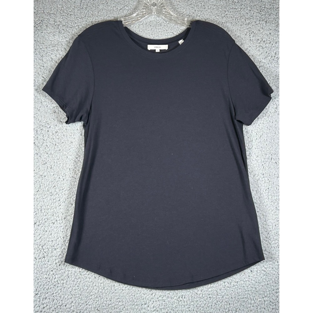 Vince Black Short Sleeve Pima Cotton Blend T-Shirt Size Medium Modal Crew Neck